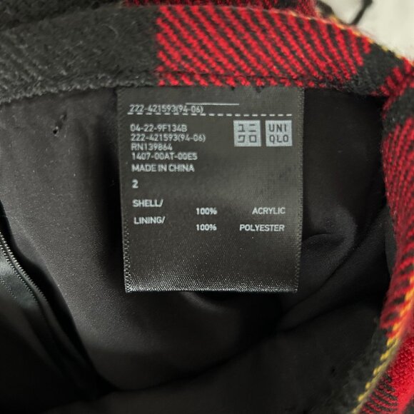 JW Anderson x Uniqlo Red Plaid Wool Blend Midi Skirt Women’s Size 2 - Picture 6 of 8